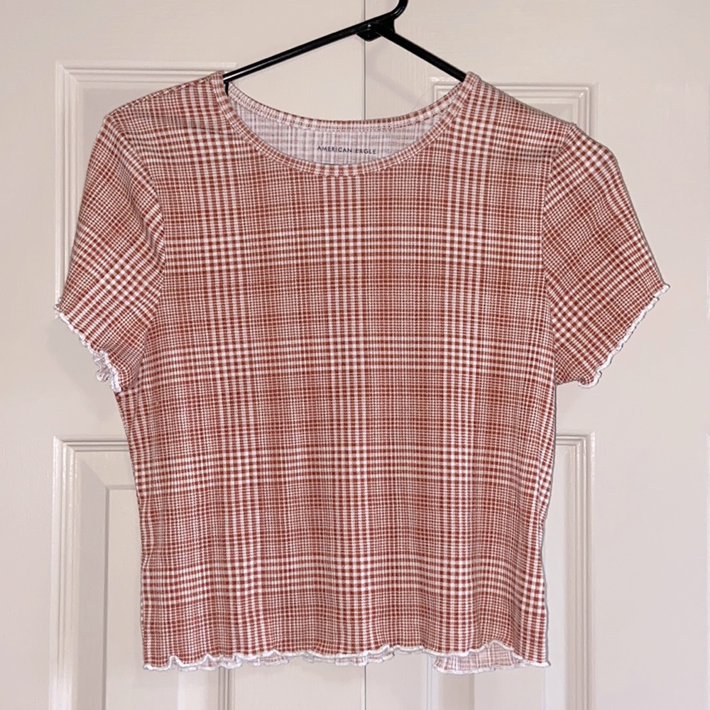 American Eagle Plaid Cropped Shirt
